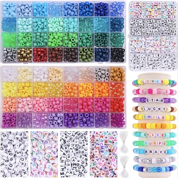 QUEFE 2350pcs, 64 Colors, Pony Beads Other - QUEFE 2350pcs, 64 Colors, Pony Beads for Bracelet Making Kit, Rainbow Kandi Bead